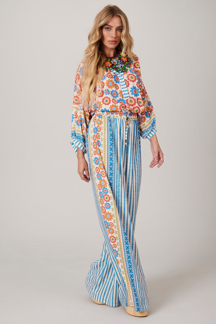 Calça Pantalona Azul Coleção Pira Omomba''e Yacamim K4