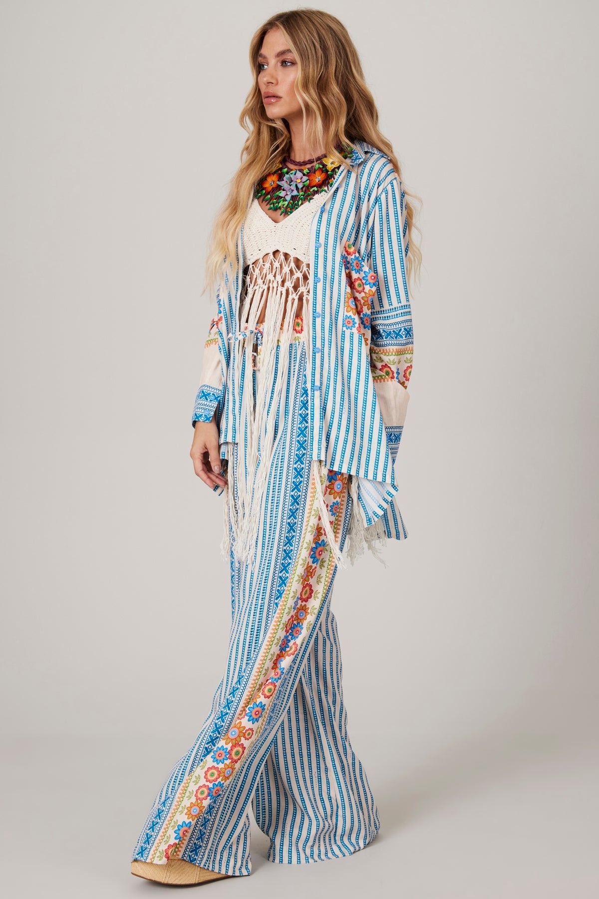 Calça Pantalona Azul Coleção Pira Omomba''e Yacamim K4