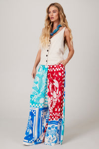 Calça Saruel Azul E Vermelho Coleção Pira Omomba''e Yacamim K1