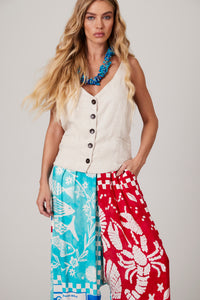 Calça Saruel Azul E Vermelho Coleção Pira Omomba''e Yacamim K1