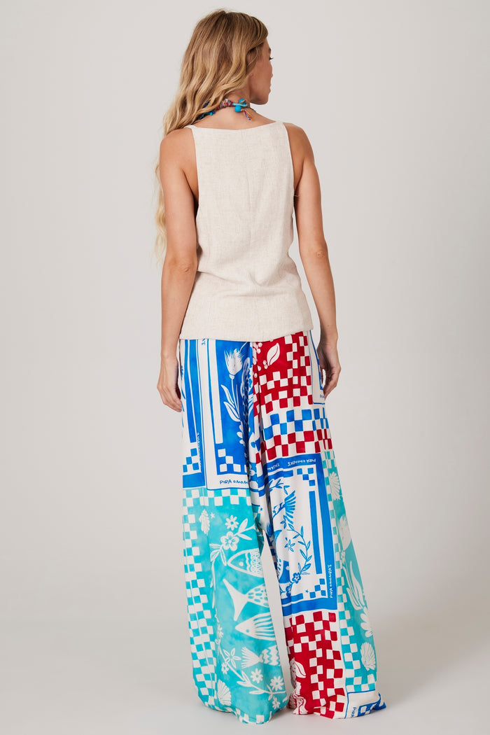 Calça Saruel Azul E Vermelho Coleção Pira Omomba''e Yacamim K1