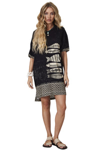 Camiseta Ampla Preta Coleção Pira Omomba''e Yacamim K4