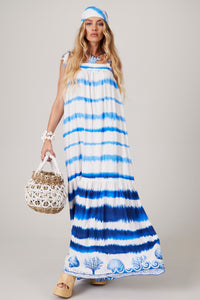 Vestido Longo Azul Coleção Pira Omomba''e Yacamim K3/4/5