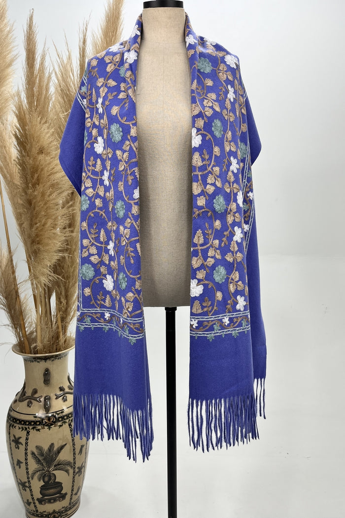 Cachecol Cashmere Lilás Bordado Yacamim #225