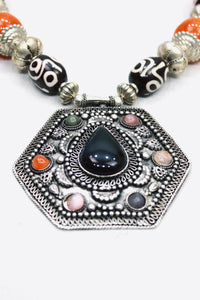 Colar Indiano Com Pingente De Metal Hexagonal Yacamim #433