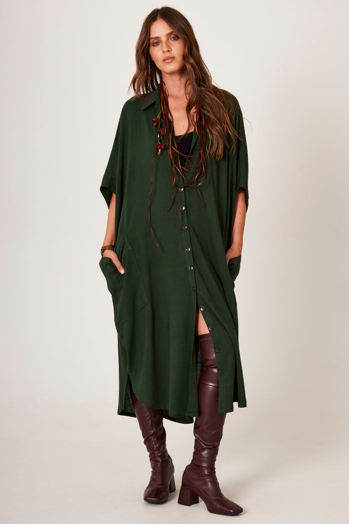 Chemise Longo Verde Escuro Yacamim N8