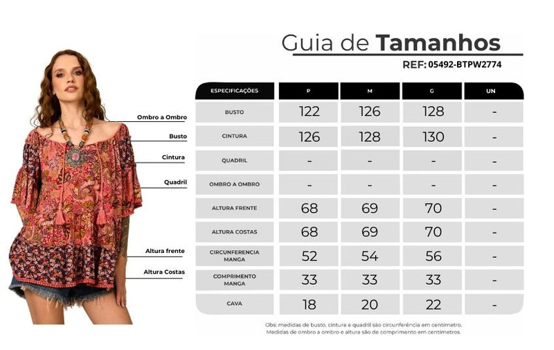 Bata Ampla Rosa Estampado Patchwork Yacamim T10
