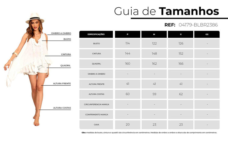 Regata Babados Assimétrica Branca Yacamim