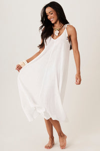 Vestido Midi Algodão Marrocos Branco Yacamim E7