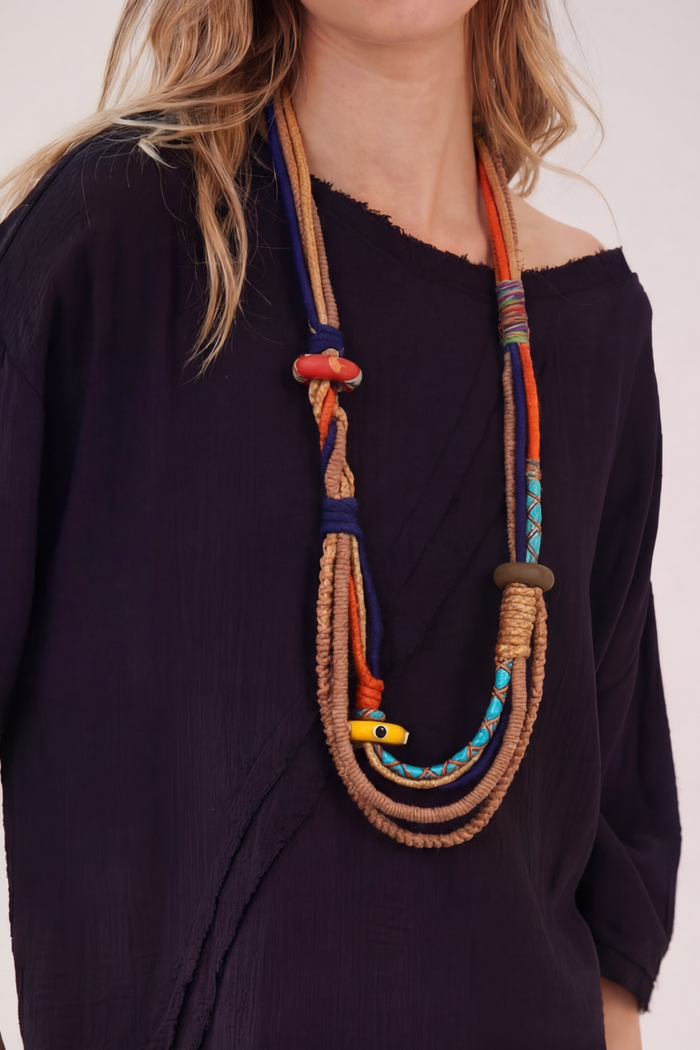 Colar Artesanal De Cordas Coloridas Yacamim #872