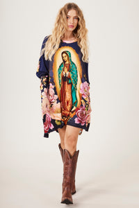 Bata Ampla Azul Royal Nossa Senhora De Guadalupe Yacamim B30