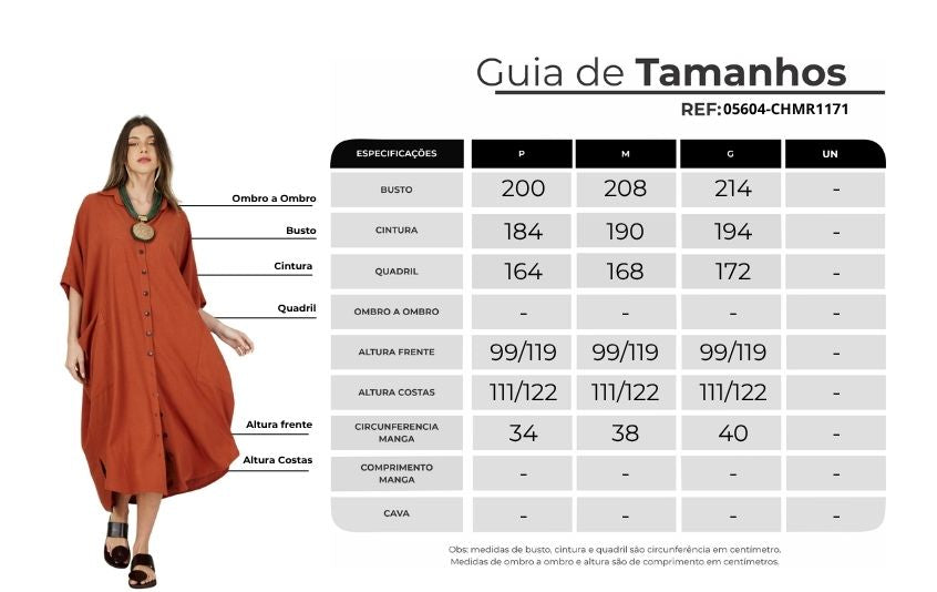 Chemise Midi De Viscolinho Terracota Yacamim L5