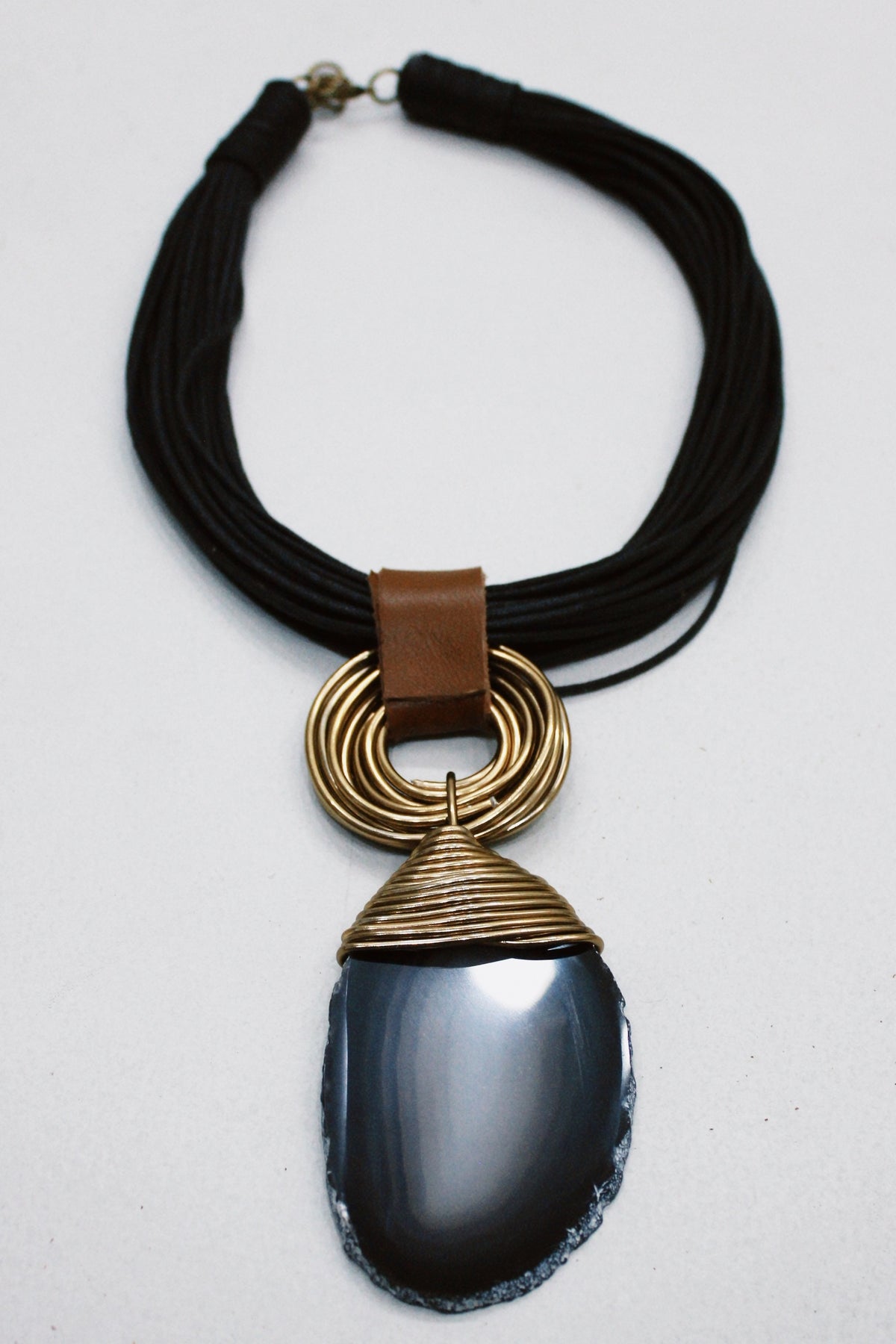 Colar Artesanal Com Pedra Ágata Yacamim #539