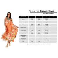 Vestido Midi Alças Reguláveis Laranja Estampado Yacamim E11