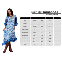 Kaftan Amplo Com Decote Em V Azul Estampado Yacamim J4