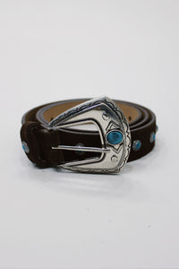 Cinto De Couro Marrom Escuro Com Fivela Metálica Yacamim #674