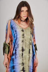 Kaftan Longo Tie Dye Colorido Digital Yacamim J9