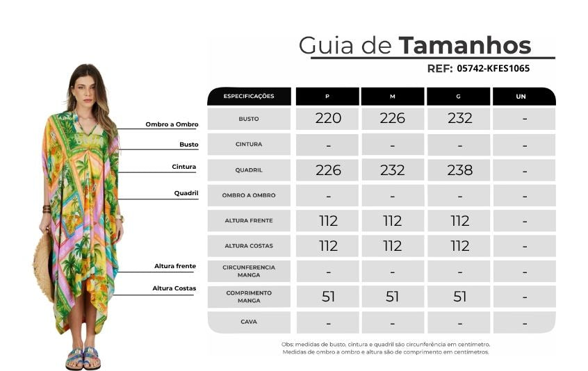 Kaftan Quadrado Verde Estampado Coleção Bahêa Yacamim R9
