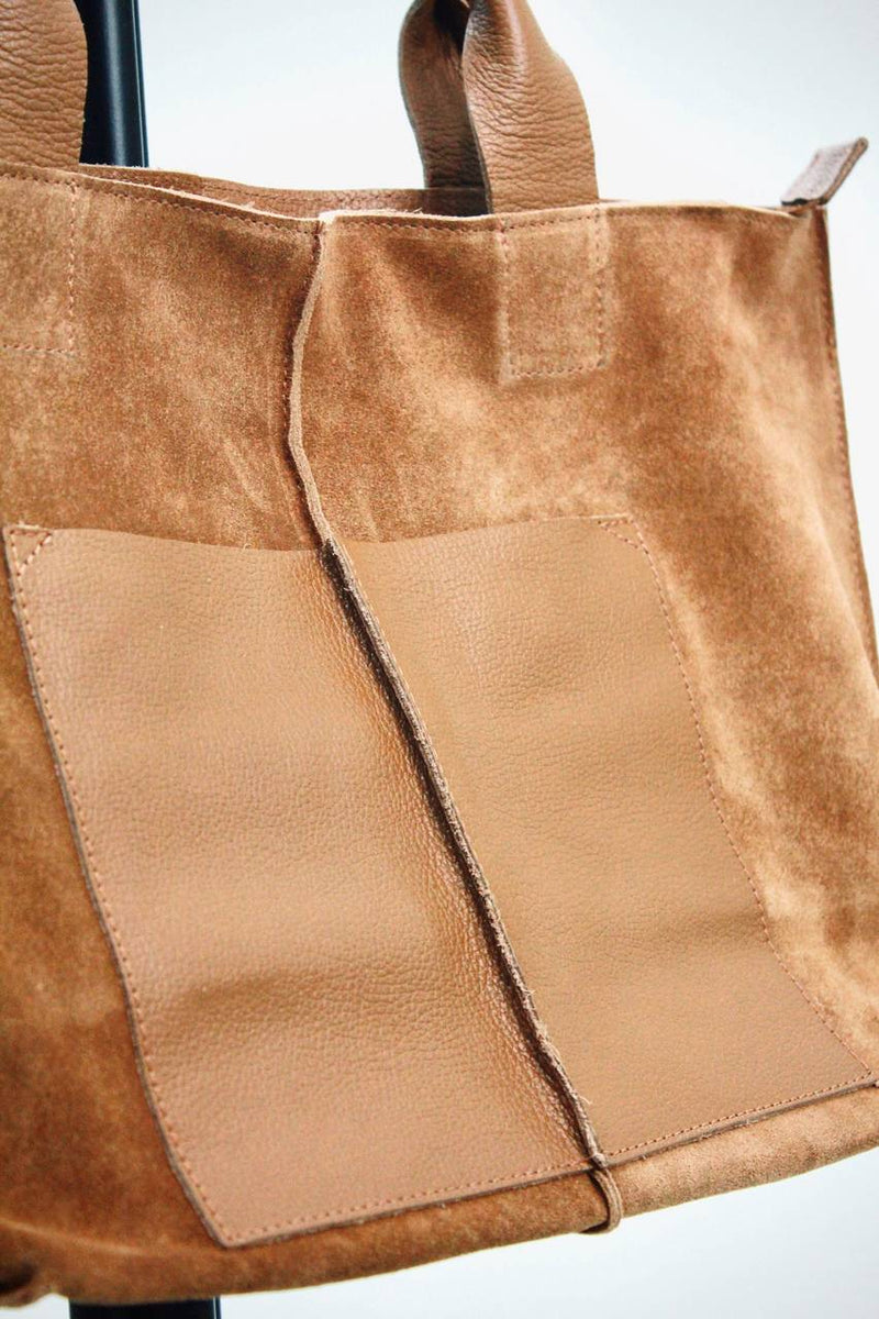 Bolsa De Couro Com Alças Caramelo Yacamim #427