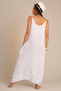 Vestido Longo Com Alças Trançadas Branco Yacamim