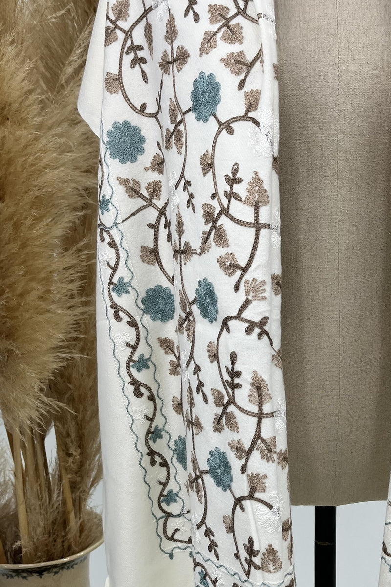 Cachecol Cashmere Off White Bordado Yacamim #229