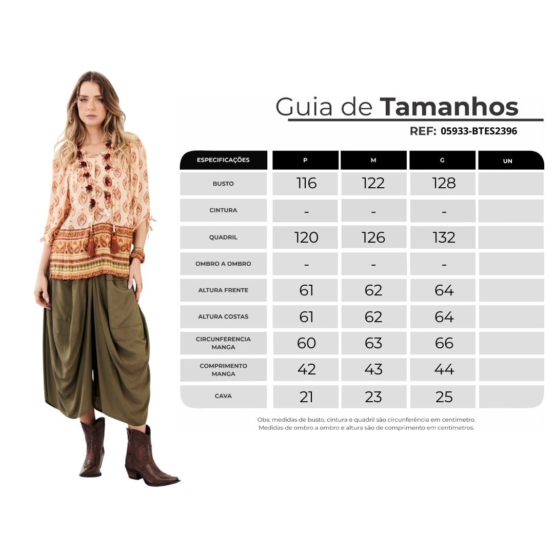 Bata Ciganinha Bege Estampado Yacamim B26