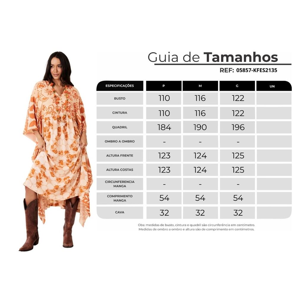 Kaftan Midi Laranja Claro Estampa Poá Yacamim J9