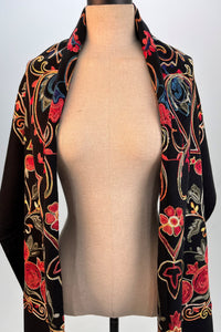 Cachecol Cashmere Preto Bordado Yacamim #312