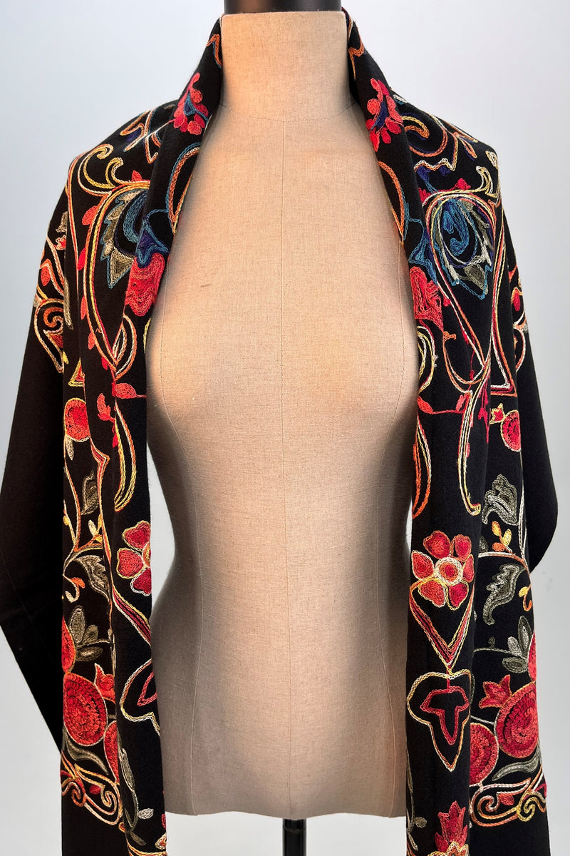 Cachecol Cashmere Preto Bordado Yacamim #312