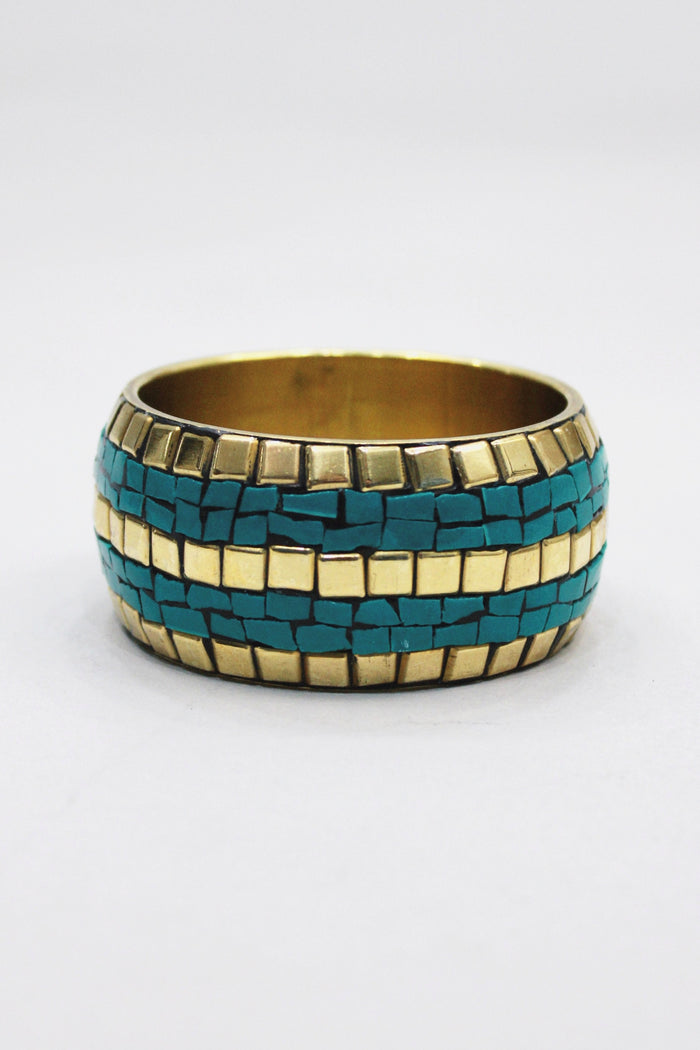 Pulseira Bracelete De Metal Com Pedras Yacamim #448