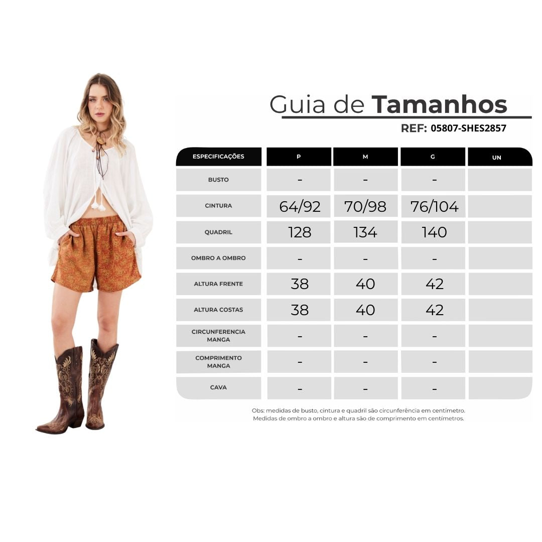 Shorts Paraty 100% Algodão Laranja Estampado Yacamim A2