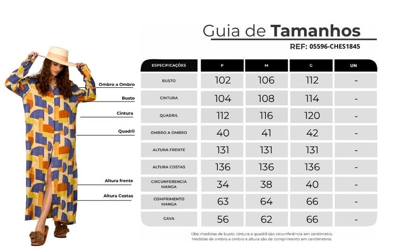 Chemise Longa Ampla Estampa Geométrica Yacamim P4