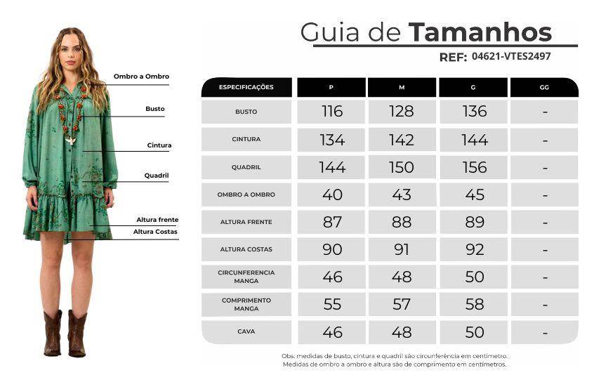 Vestido Chemise Curto Com Mangas Longas Bufantes Verde Estampado Yacamim