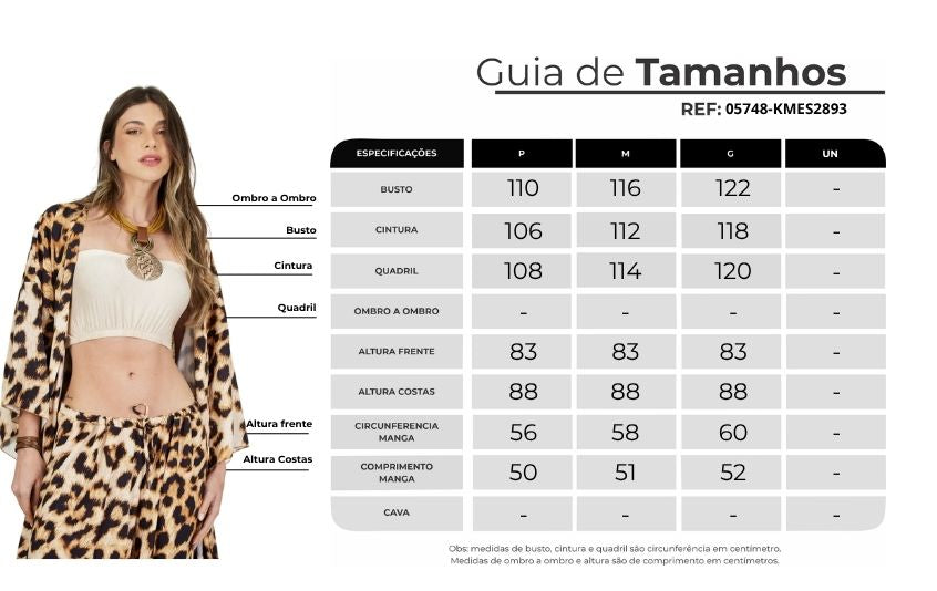 Kimono Curto Com Faixa Para Amarrar Animal Print Yacamim I7