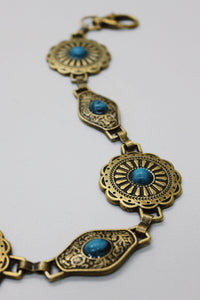 Cinto De Metal Em Ouro Velho Com Pedras Yacamim #699