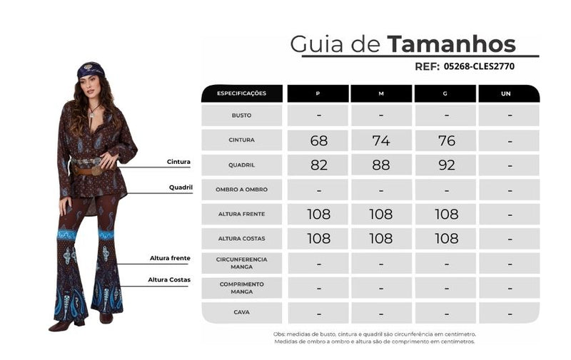 Calça Flare Marrom Escuro Estampa Cashmere Azul Yacamim A30