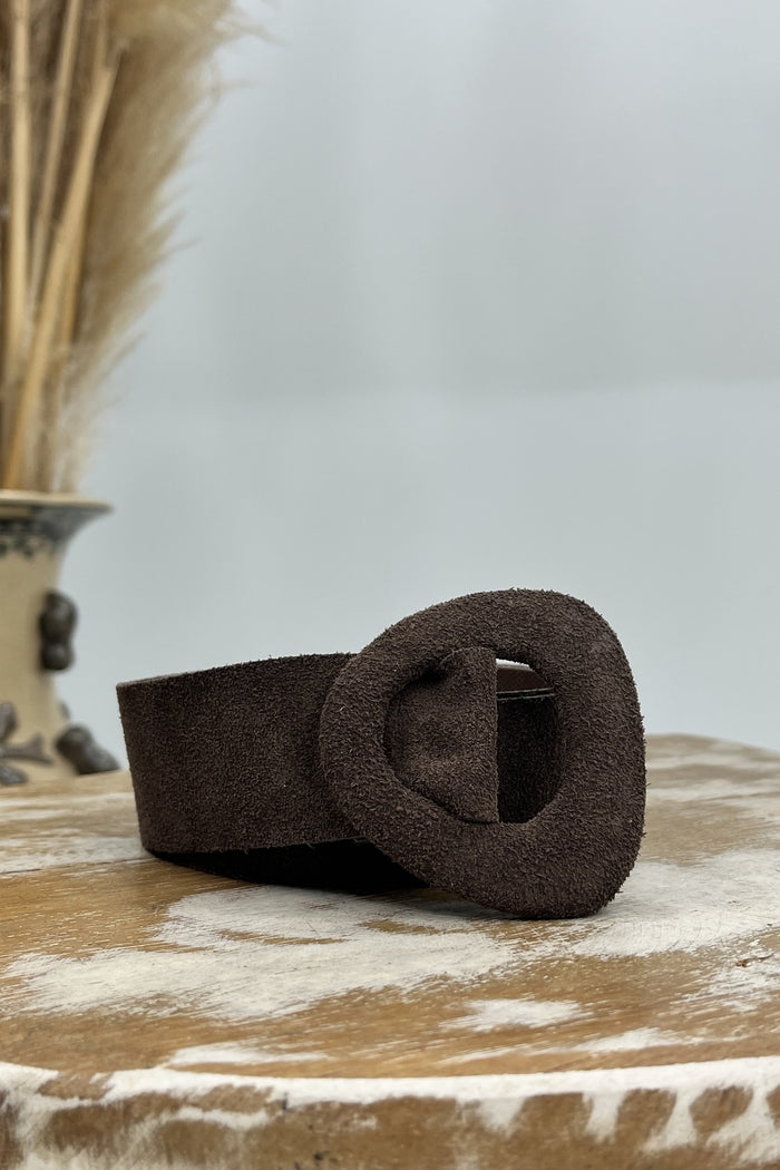 Cinto Com Fivela De Couro Marrom Yacamim #188