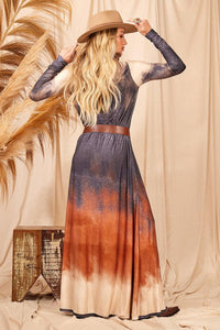 Vestido Longo Cinza Tie Dye Digital Yacamim