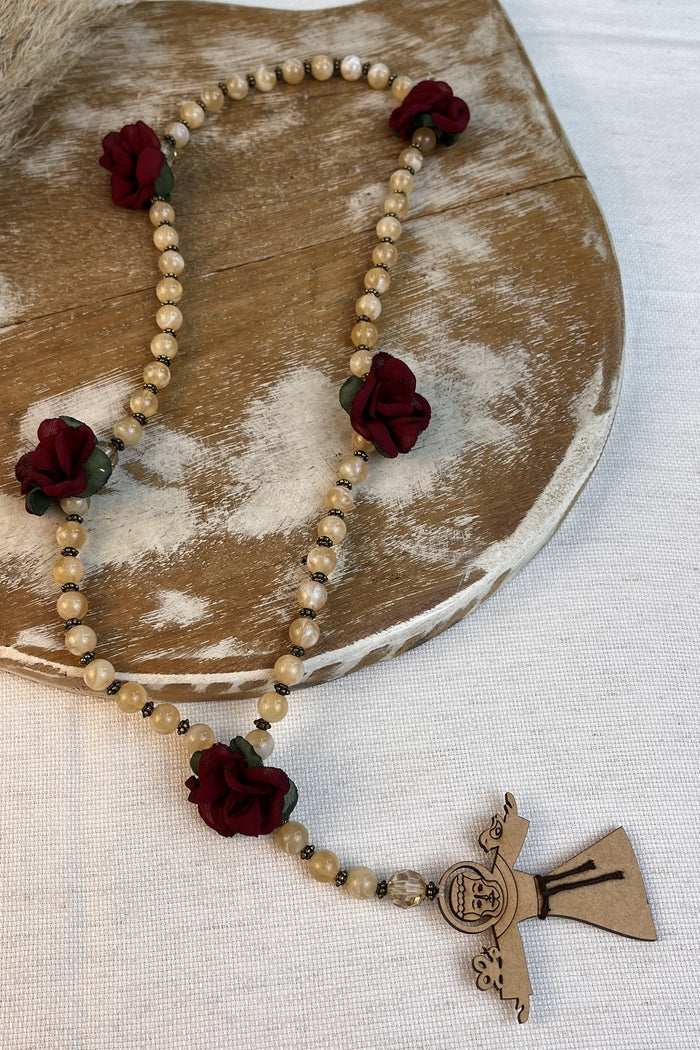 Colar Terço São Francisco De Assis Bege Yacamim #295