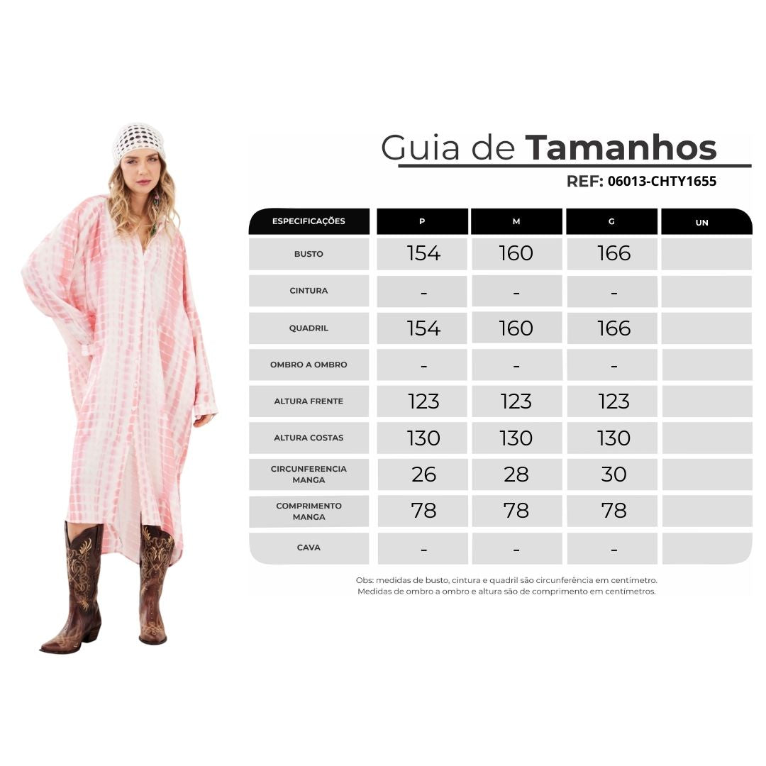 Chemise Midi Rosa Tie Dye Digital Yacamim M8