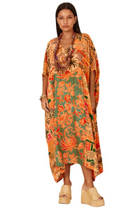 Kaftan Longo Laranja  Patchwork Yacamim J9