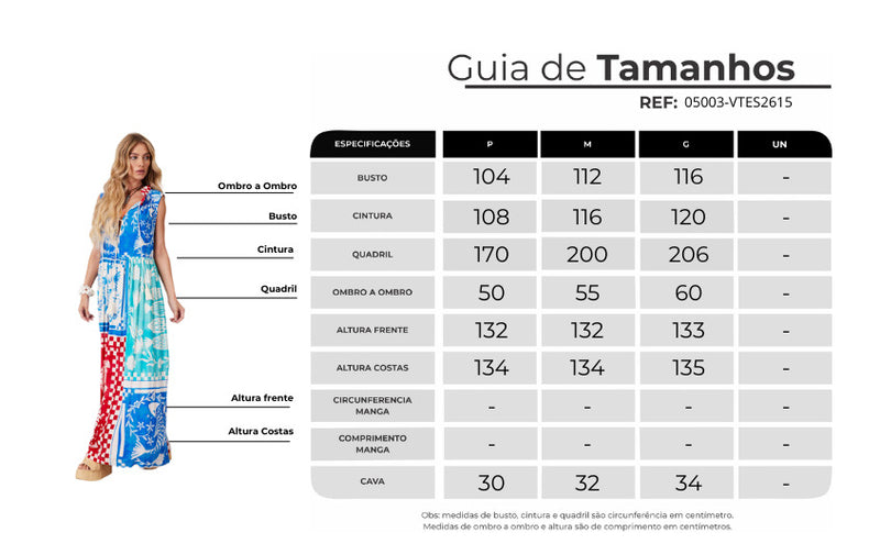 Vestido Regata Longo Azul E Vermelho Coleção Pira Omomba''e Yacamim Q3