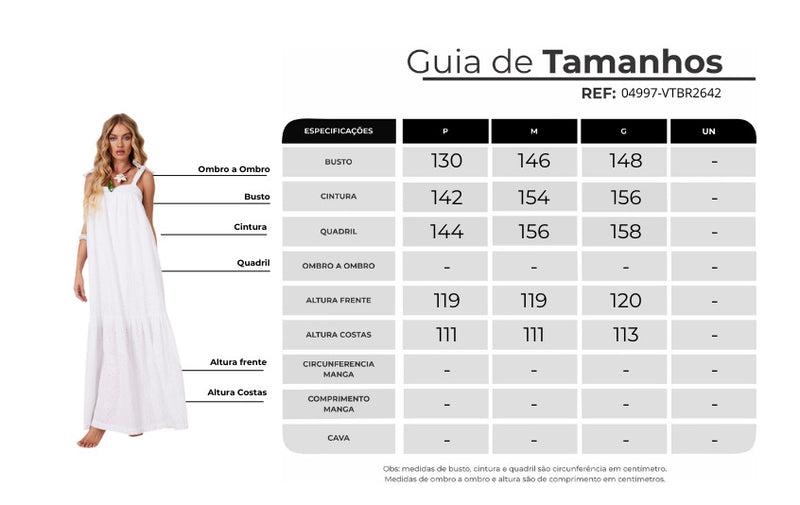 Vestido Longo De Alças Broderie Branco Yacamim D28