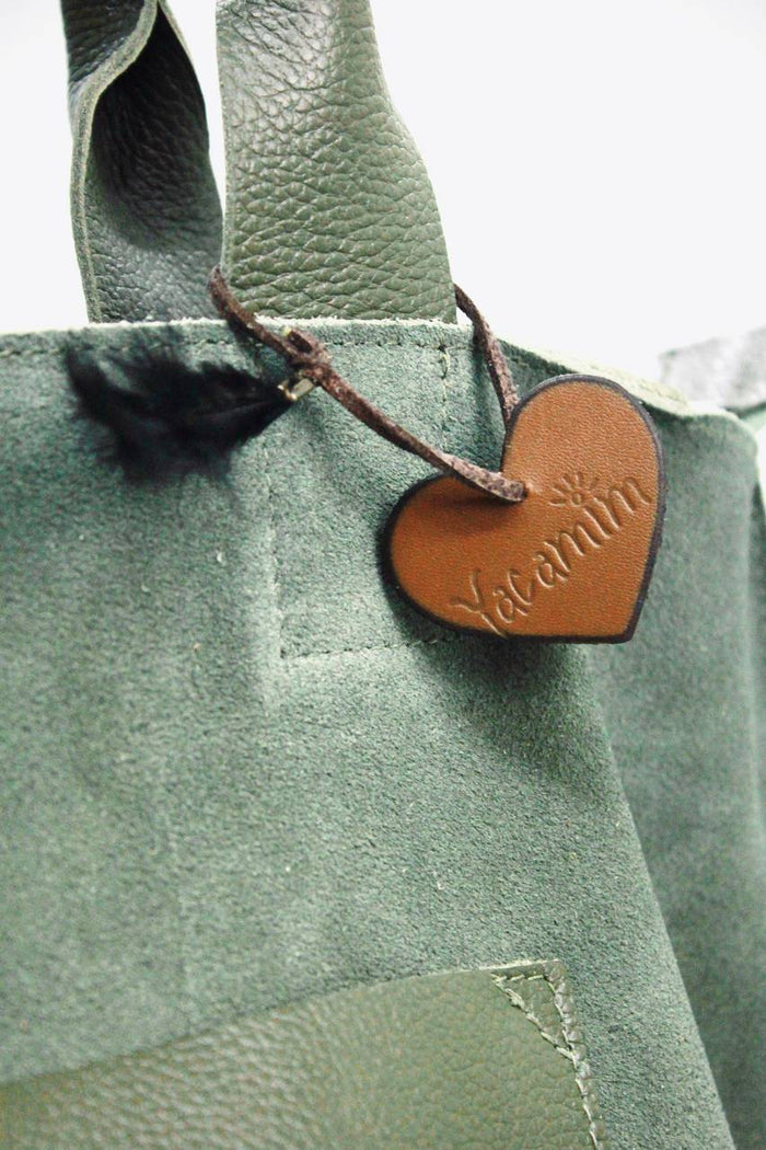 Bolsa De Couro Com Alças Verde Yacamim #426 
