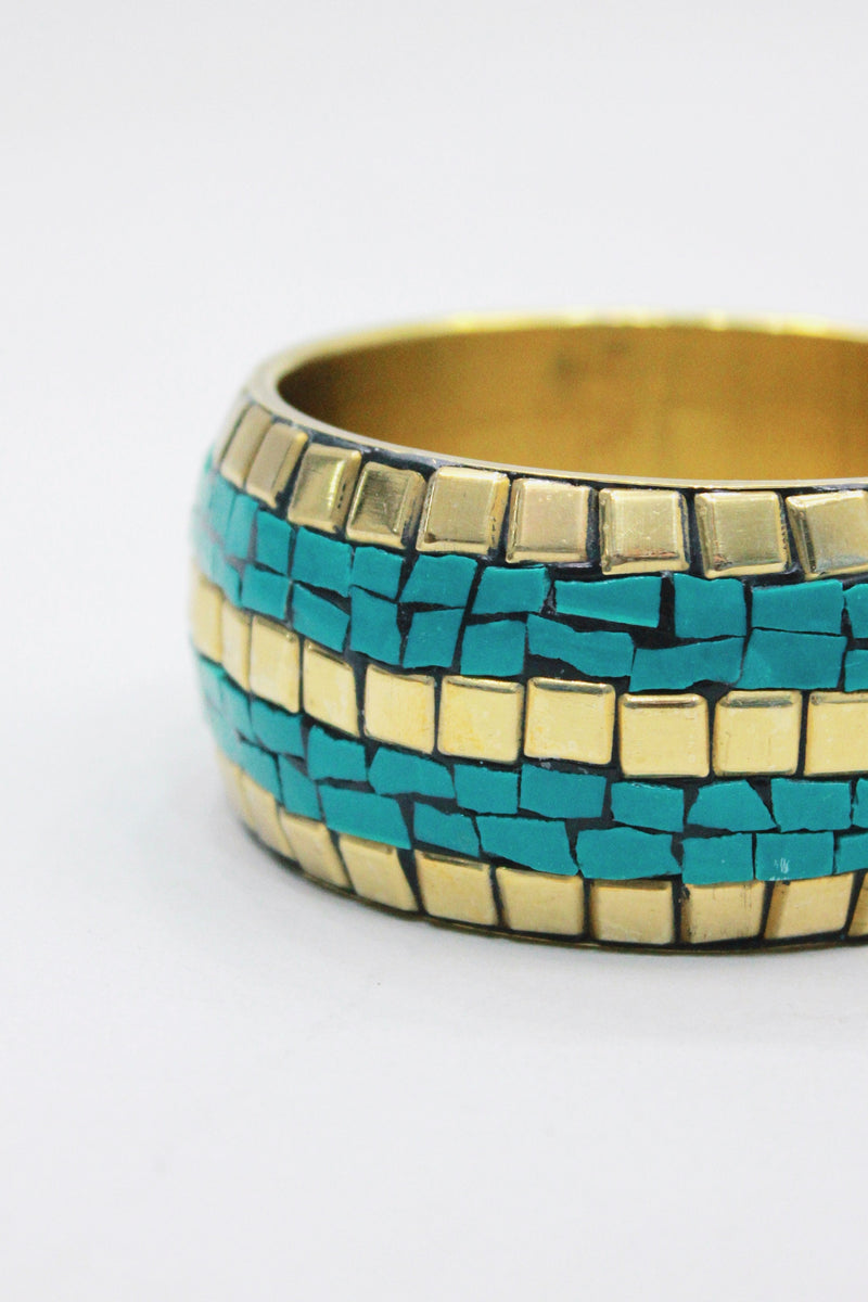 Pulseira Bracelete De Metal Com Pedras Yacamim #448