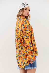 Camisa Ampla Laranja Estampado Yacamim A25