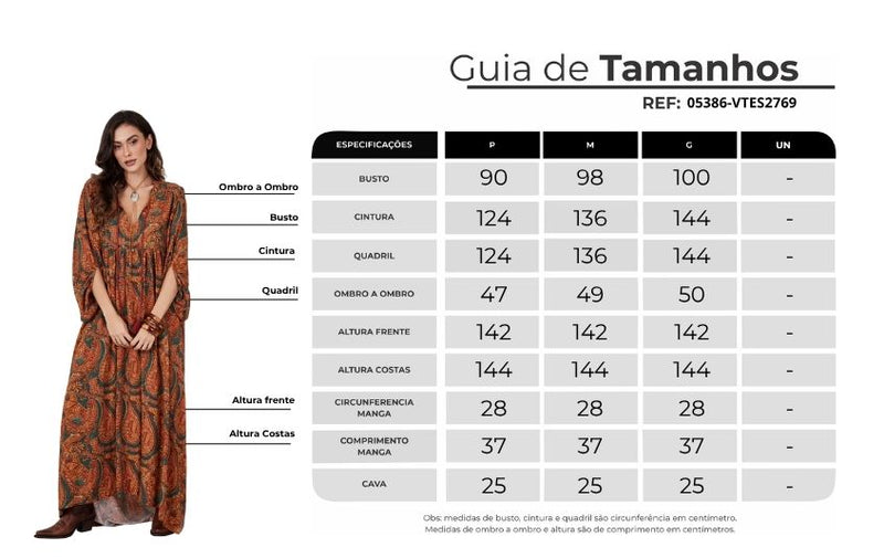 Vestido Longo Marrom Estampa Cashmere Yacamim D6