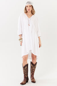 Vestido Curto Com Decote Em V Branco Yacamim E18