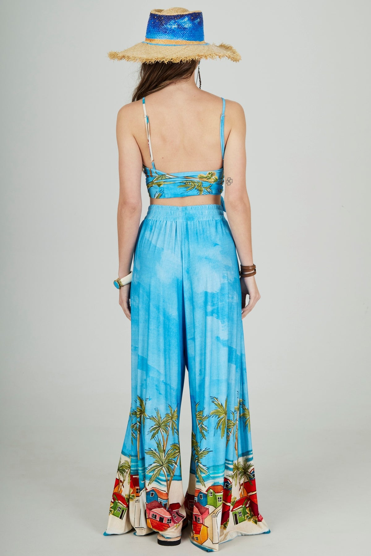 Calça Pantalona Azul Baiana Claro Yacamim Q10