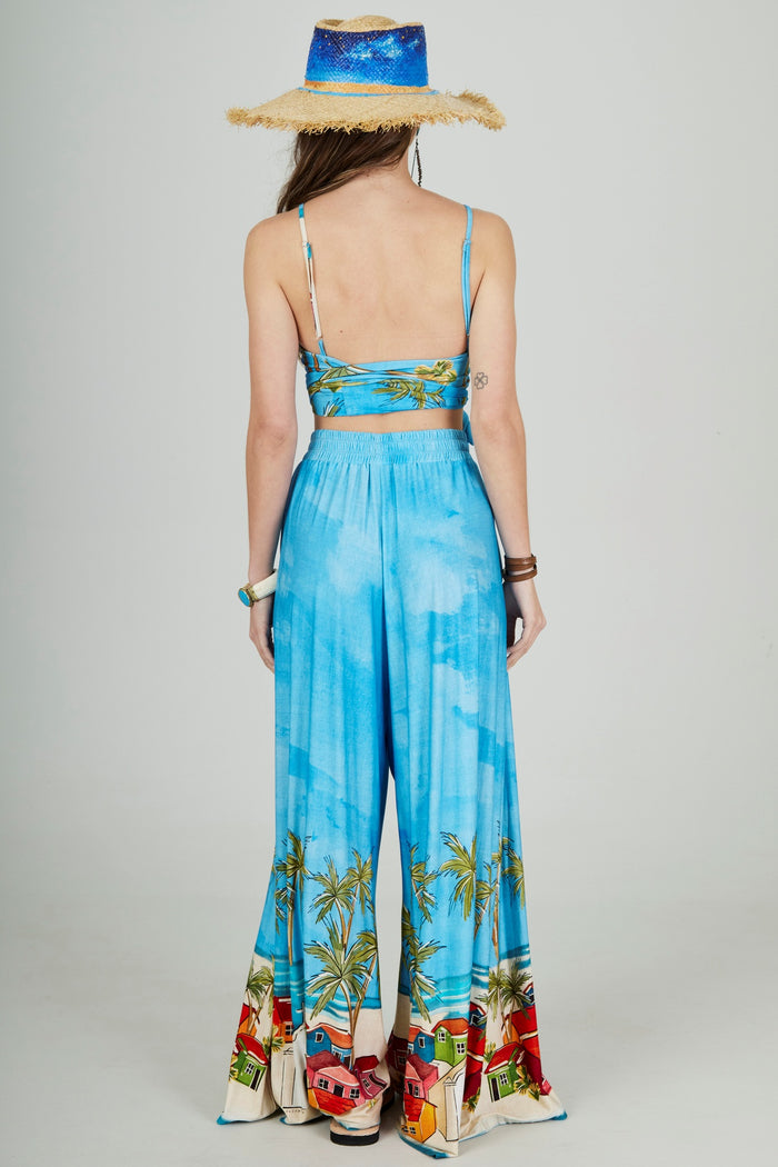 Calça Pantalona Azul Baiana Claro Yacamim Q10